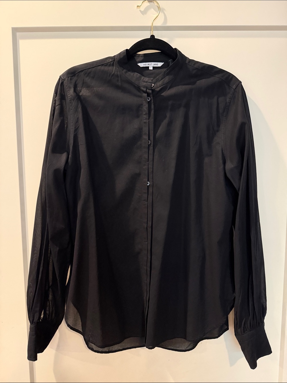 Helmut Lang Black Collarless Lightweight Shirt Jacket